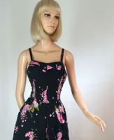 Black Pink Floral Vintage 50s/60s Bathing Suit Romper
