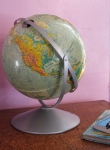 Worldly Vintage Sculptural Relief Globe