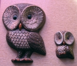 Darling Vintage 70s Mom and Baby Owl Art