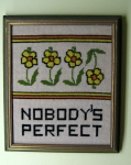 Nobody's Perfect Vintage 70s Needlpoint Framed Art