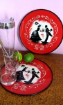Charming Vintage 40s Old Timey Serving Trays