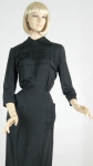 Sharp Prim Vintage 40s Black Rayon Dress