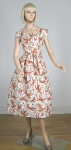 Flaming Foliage Vintage 50s Cotton Day Dress