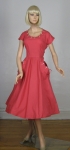 Reddish Rose Pink Vintage 50s Button-y Pocket-y Dress