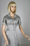 Gray Vintage 50s Modern Miss Rhinestone Bows Dress