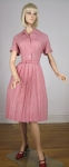 Red Gingham Kay Whitney Vintage 50s Shirtwaist Dress