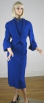 Cobalt Blue Vintage 50s Fitted Dress & Swing Jacket 