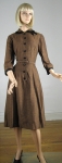 Tweedy Brown Vintage 50s Full Skirt Dress