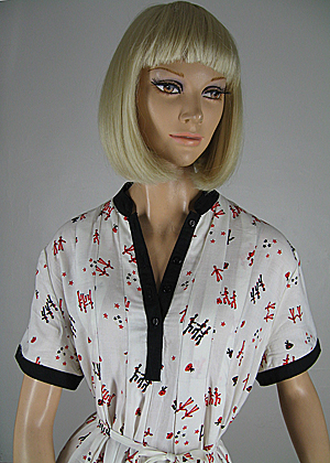 Nautical Vintage 50s Novelty Sailor Print Dress