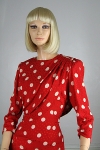 Dramatic Guy LaRoche Vintage 80s Red & White Polka Dot Dress