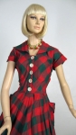 Bold Plaid Vintage 50s Cotton Day Dress