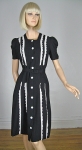Sweet Vintage 40s Black and White Eyelet Dress