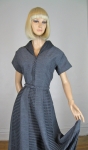 Two Tone Vintage 50s Gray and Black Full Skirt Dress 