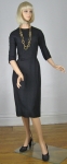 Sleek Vintage 60s Black Bracelet Sleeve Day to Evening Dress