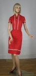 Fun Vintage Late 60s Swiss Dot Cherry Red Dress
