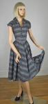 Graphic Striped Vintage 50s Dress with Pink & Turquoise Paisley