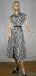Cutest Vintage 50s Black and White Pixel Lace Print Cotton Dress