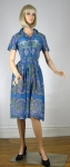 Sheer Vintage 50s Cotton Voile Paisley Print Dress