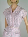 Pintucked Vintage 50s Pink and Black Gingham Shirtwaist Dress