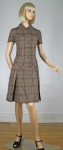 Kicky Brown Plaid Vintage 60s Pleated Dress