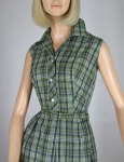 Smart Vintage 60s Plaid Sleeveless Shirt Dress