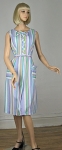 Pastel Striped Vintage 60s Summer Sleeveless Dress