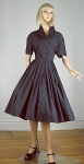Crisp Vintage 50s Black Shirtwaist Dress