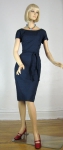 Simple Classic Vintage 60s Navy Shantung Dress