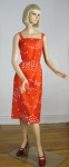 Bright Red Vintage 70s Malia Bird Print Sun Dress