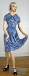 Slinky Nylon Vintage 60s Blue Floral Dress