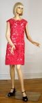 Gorgeous Red Vintage 60s Moygashel Linen Cutwork Dress