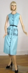 Turquoise Vintage 50s Rose Printed Pocket Dress