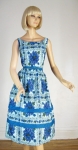 Blue Floral Fantasy Vintage 50s Cotton Sun Dress