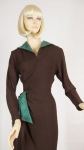 Saucy Vintage 40s Chocolate & Mint Crepe Dress