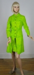 Op Art Vintage 60s Go-Go Lemon Lime Dress & Coat Ensemble