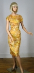 Paintbrush Print Vintage 50s Wiggle Dress