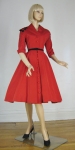 Cherry Red Vintage 50s Faille Coat Dress