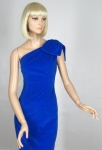 Vampy Vintage 60s Electric Blue One Shoulder Dress