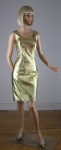 Metallic Gold Leather Vintage 80s Body Con Dress