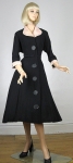 Dramatic Vintage 50s Black and Pink Dress with Giant Buttons