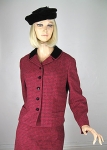 Tweed Raspberry Vintage 60s Velvet Trim Suit