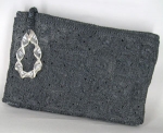Intricately Crocheted Vintage 40s Clutch Lucite Pull