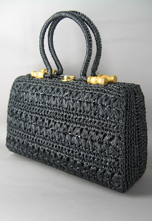 Bamboo & Raffia Vintage 60s Satchel Handbag