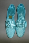 Turquoise Vintage 60s Satin Bedroom Slippers 2.jpg