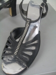 Strappy Black Vintage 70s Sandals With Rhinestones