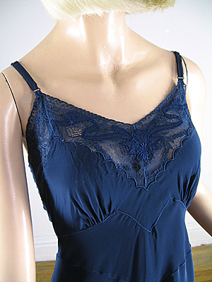 Rayon Lace Vintage 50s Navy Full Slip