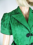 Stunning Vintage Late 30s Silk Jacquard Scenic Asian Dressing Gown
